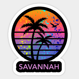 Savannah Georgia Rainbow Splatter Tropical Sunset Souvenir Sticker